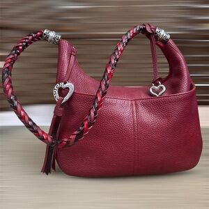 Authentic RARE Brighton Barbados Burgundy Leather Shoulder Bag